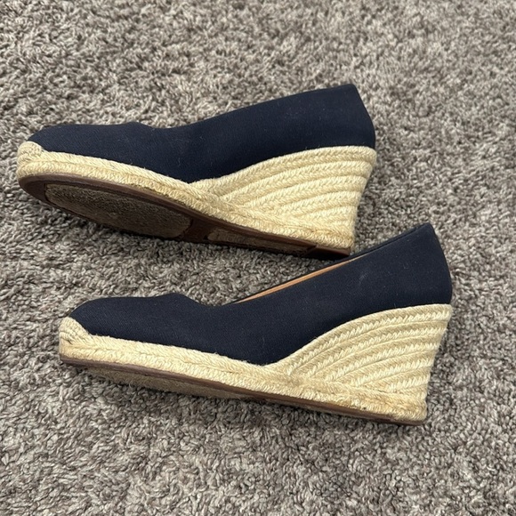 J. Crew Women's Navy Blue Wedges shoes size 7 1/2 - Picture 5 of 8
